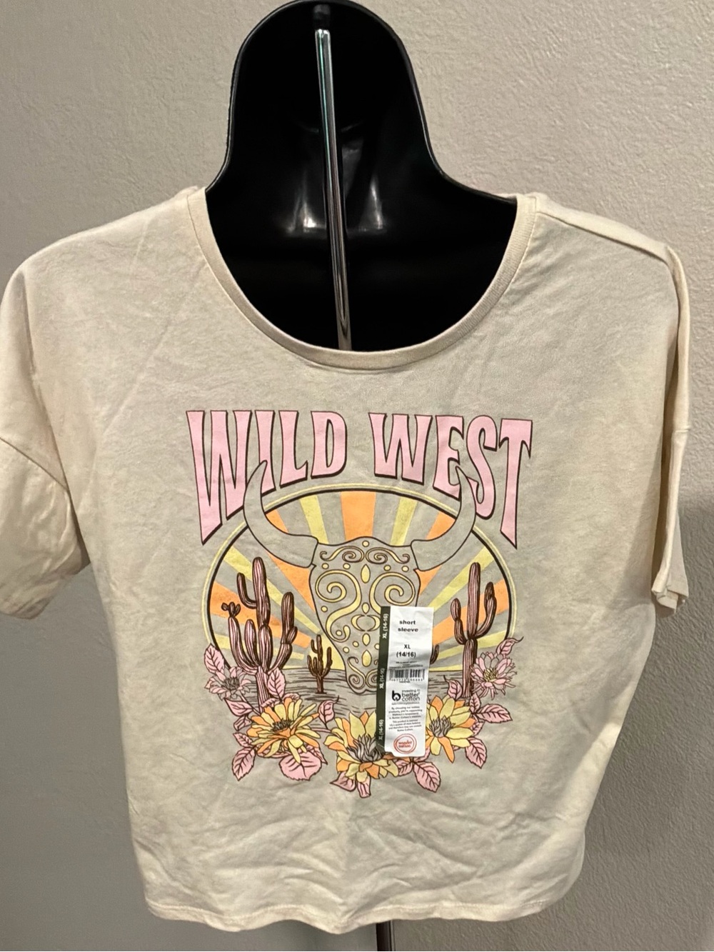 wonder nation Cream Wild West Graphic Tee with Pink and Yellow Accents